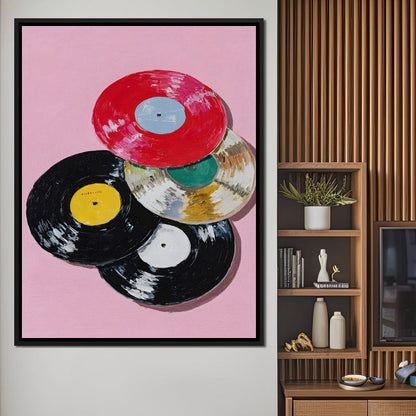 Retro Vinyl Record Pop Splash Canvas Wall Art