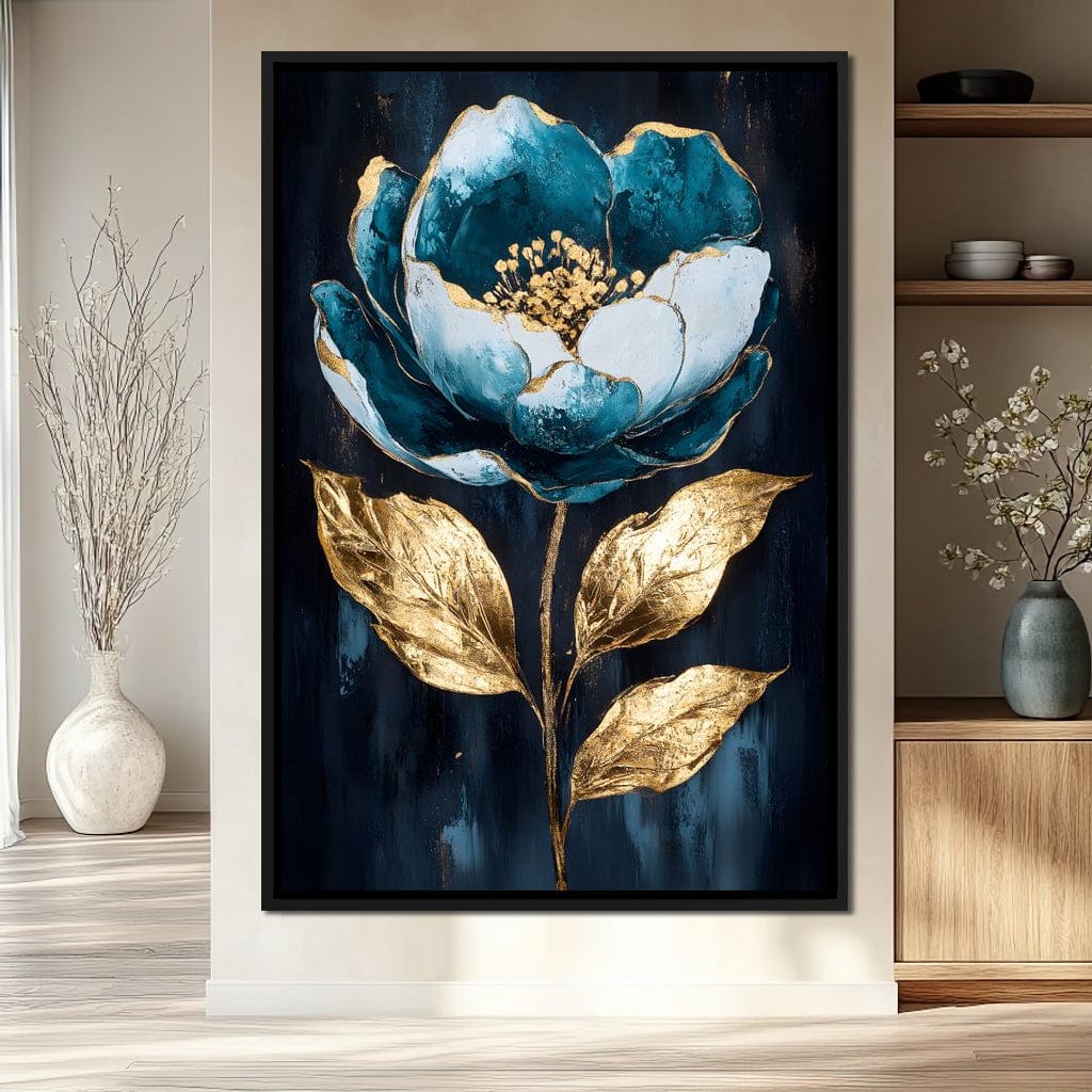 Golden Petal Rebirth Canvas Wall Art