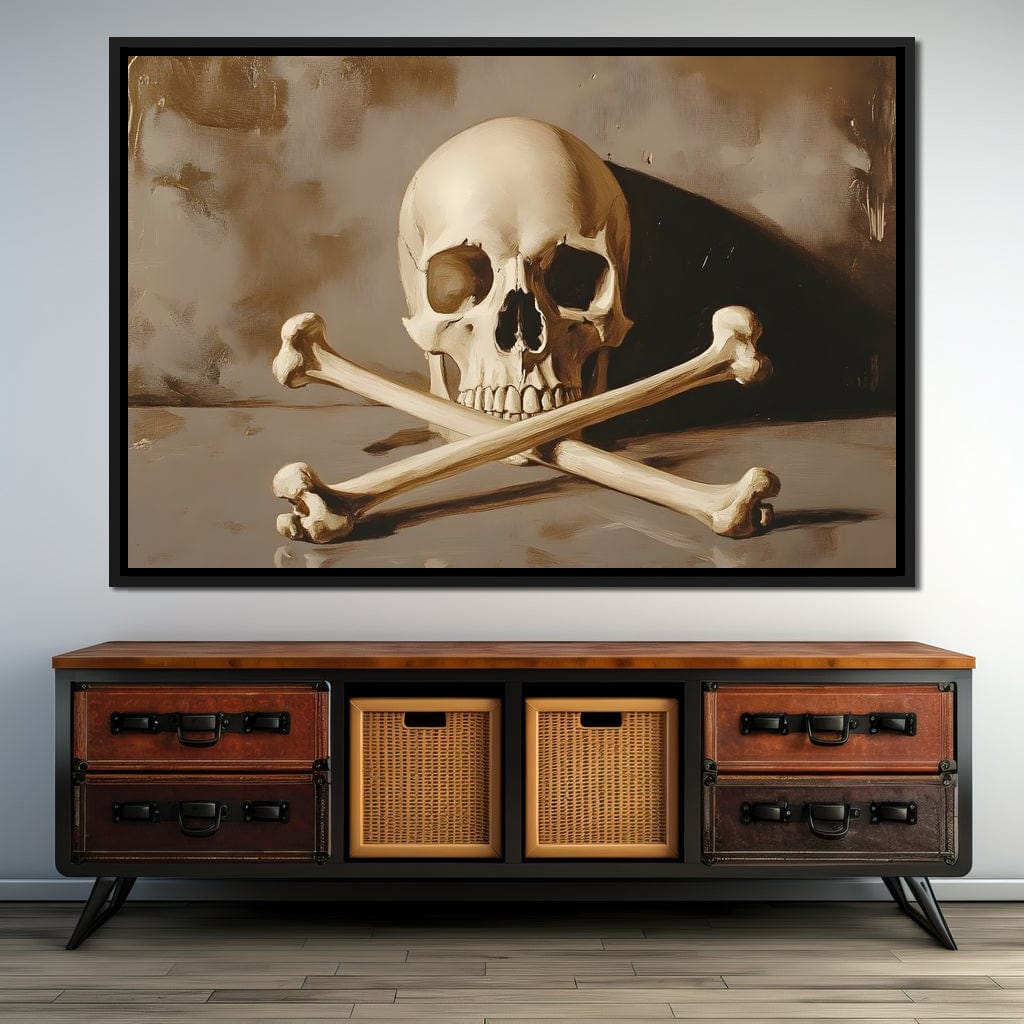 Sepia Skull And Crossbones Still Canvas Wall Art