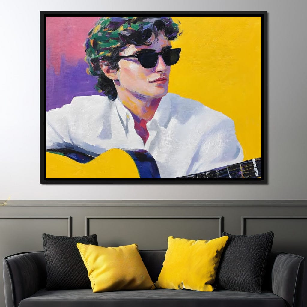 Vibrant Guitarist Sunlit Groove Canvas Wall Art