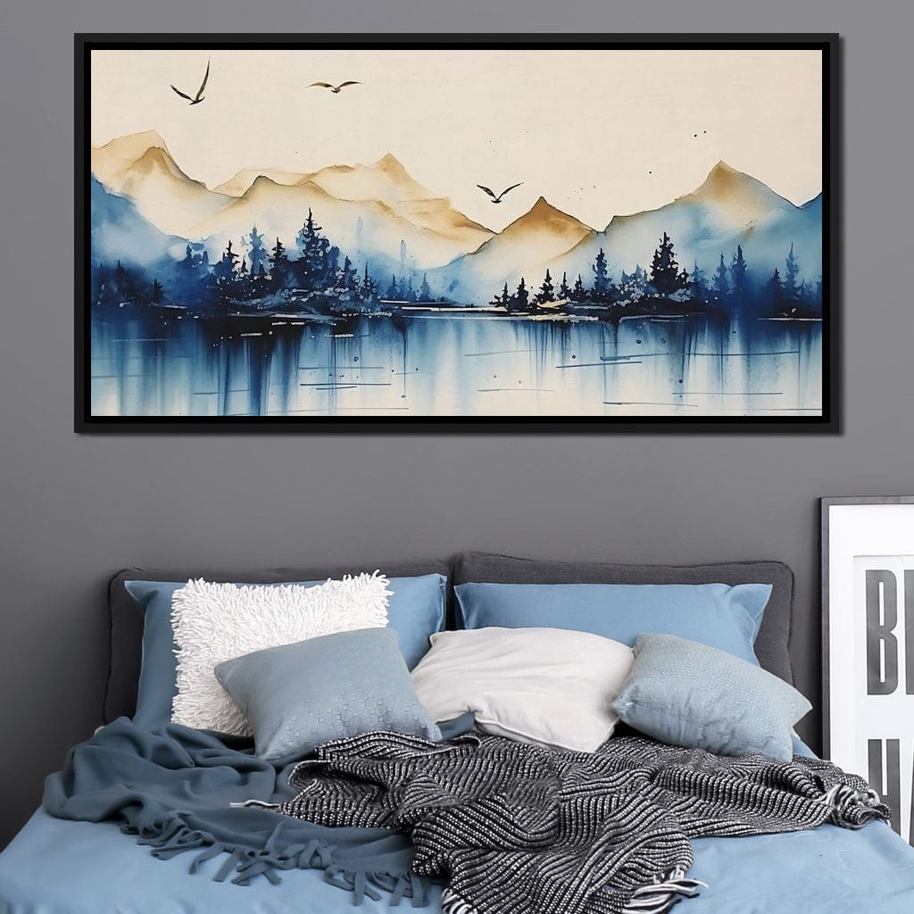 Calm Mountain Lake Sunrise Canvas Wall Art