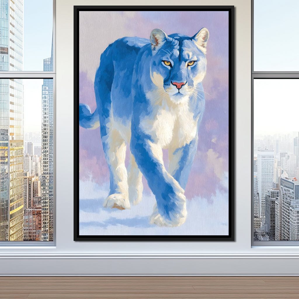 Silent Snow Puma Stroll Canvas Wall Art