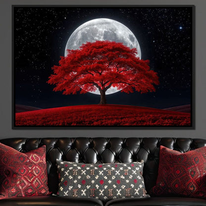 The Crimson Moon Tree Canvas Wall Art