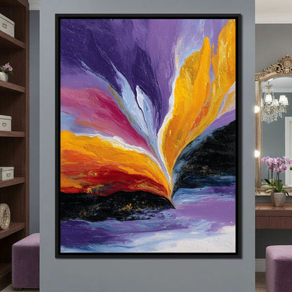 Golden Rift Over Violet Tide Canvas Wall Art