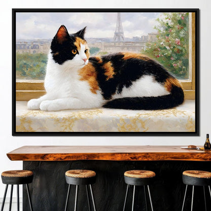 Parisian Feline Afternoon Canvas Wall Art