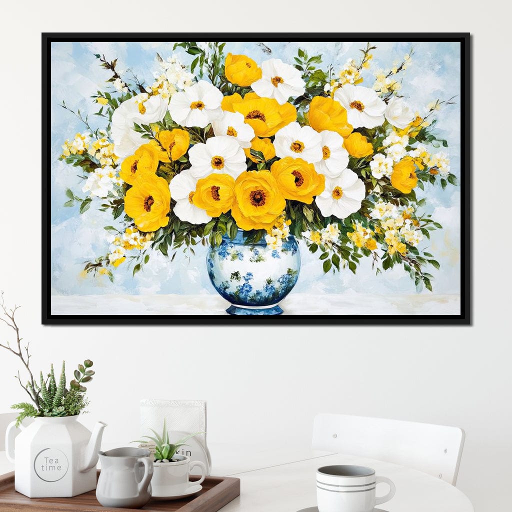 Golden Blossoms Harmonize Canvas Wall Art