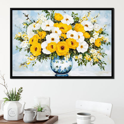 Golden Blossoms Harmonize Canvas Wall Art