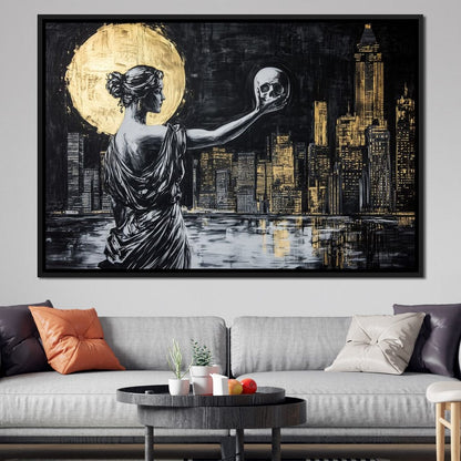 Golden Reflection Over the City Canvas Wall Art