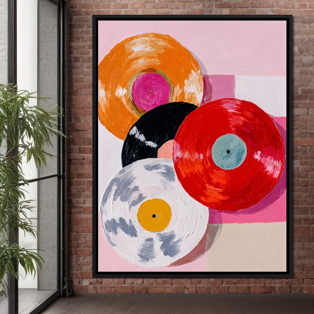 Retro Vinyl Color Spin Dance Canvas Wall Art