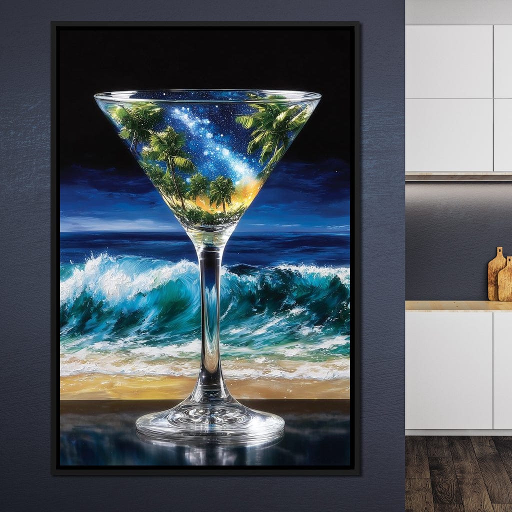 Cosmic Cocktail Island Night Canvas Wall Art