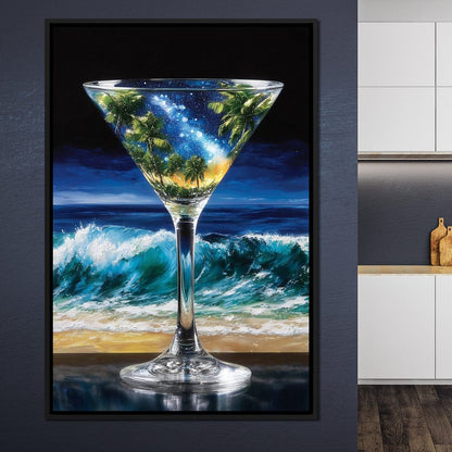 Cosmic Cocktail Island Night Canvas Wall Art