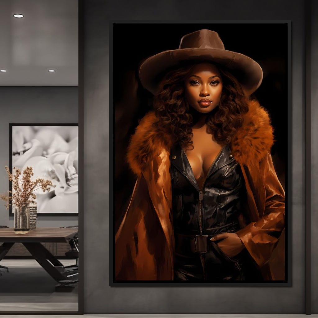 African Woman in Brown Fur Canvas Wall Art
