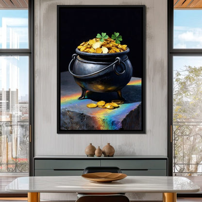 Lucky Clover Gold Cauldron Canvas Wall Art