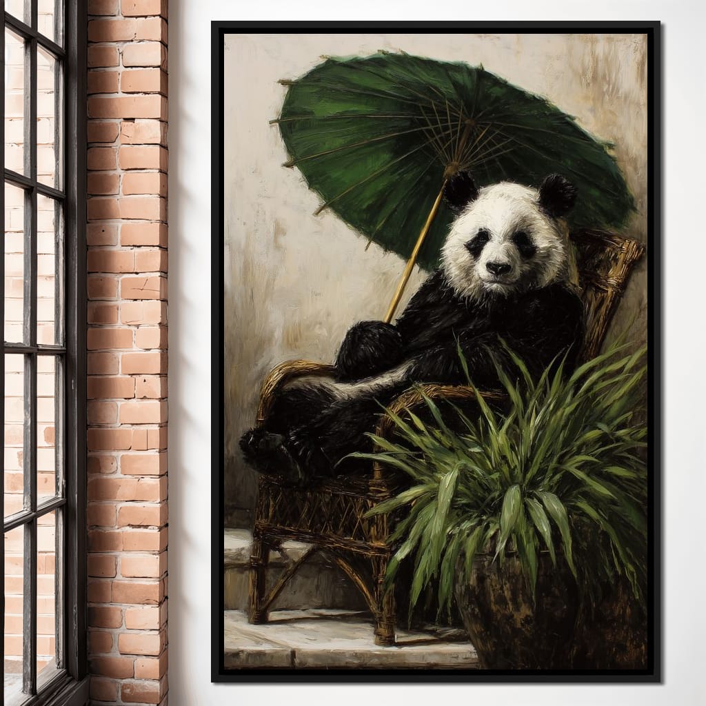 Panda Garden Parasol Calmness Canvas Wall Art