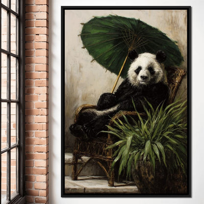 Panda Garden Parasol Calmness Canvas Wall Art