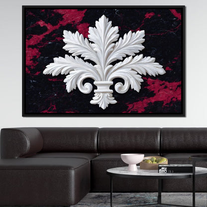 White Fleur De Lis Red Stone Canvas Wall Art