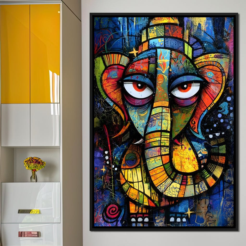 Prismatic Ganesha Portrait Canvas Wall Art