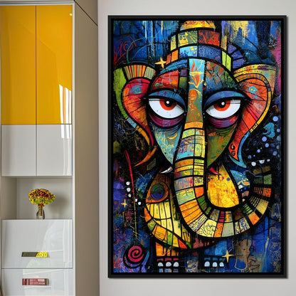 Prismatic Ganesha Portrait Canvas Wall Art