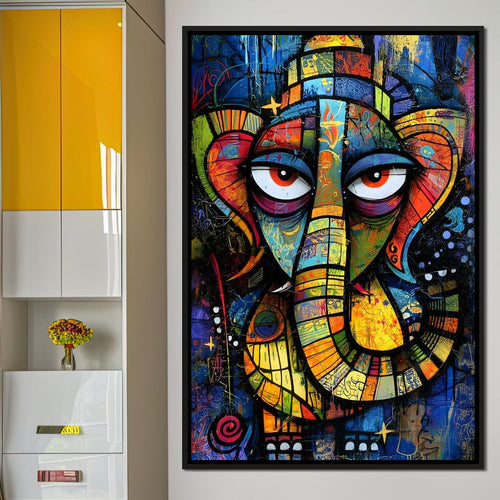Prismatic Ganesha Portrait Canvas Wall Art
