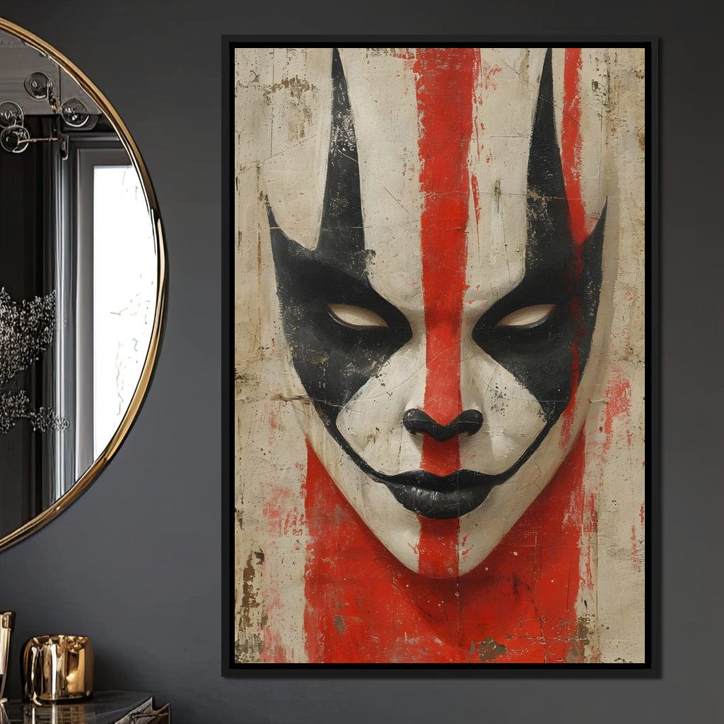 Tribal Mask Red Strike Face Canvas Wall Art