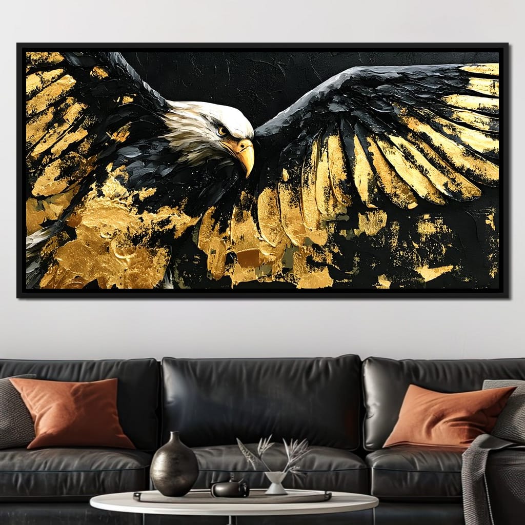 American Eagle in Gold & Black Canvas Wall Art