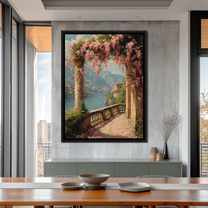 Blossomed Lakeside Retreat Canvas Wall Art