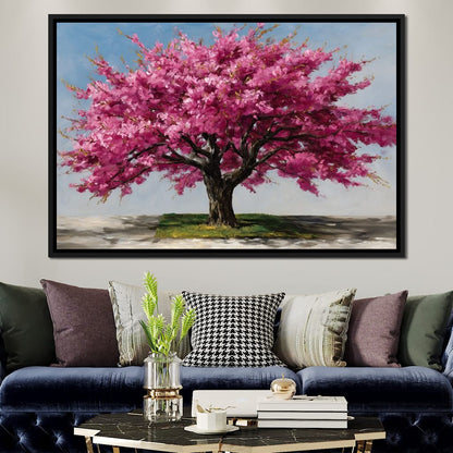 Pink Blossom Tree Oil Painting Canvas Wall Art