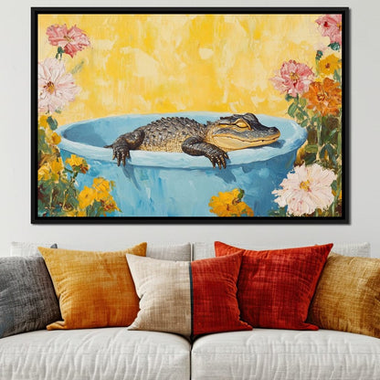 Gator Bath Oasis Canvas Wall Art