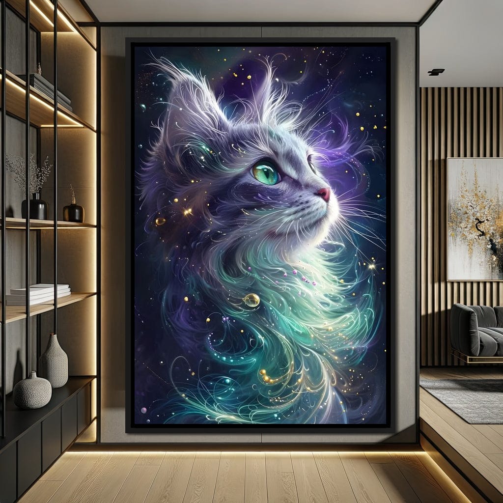Starlit Feline Nebula Dreams Canvas Wall Art