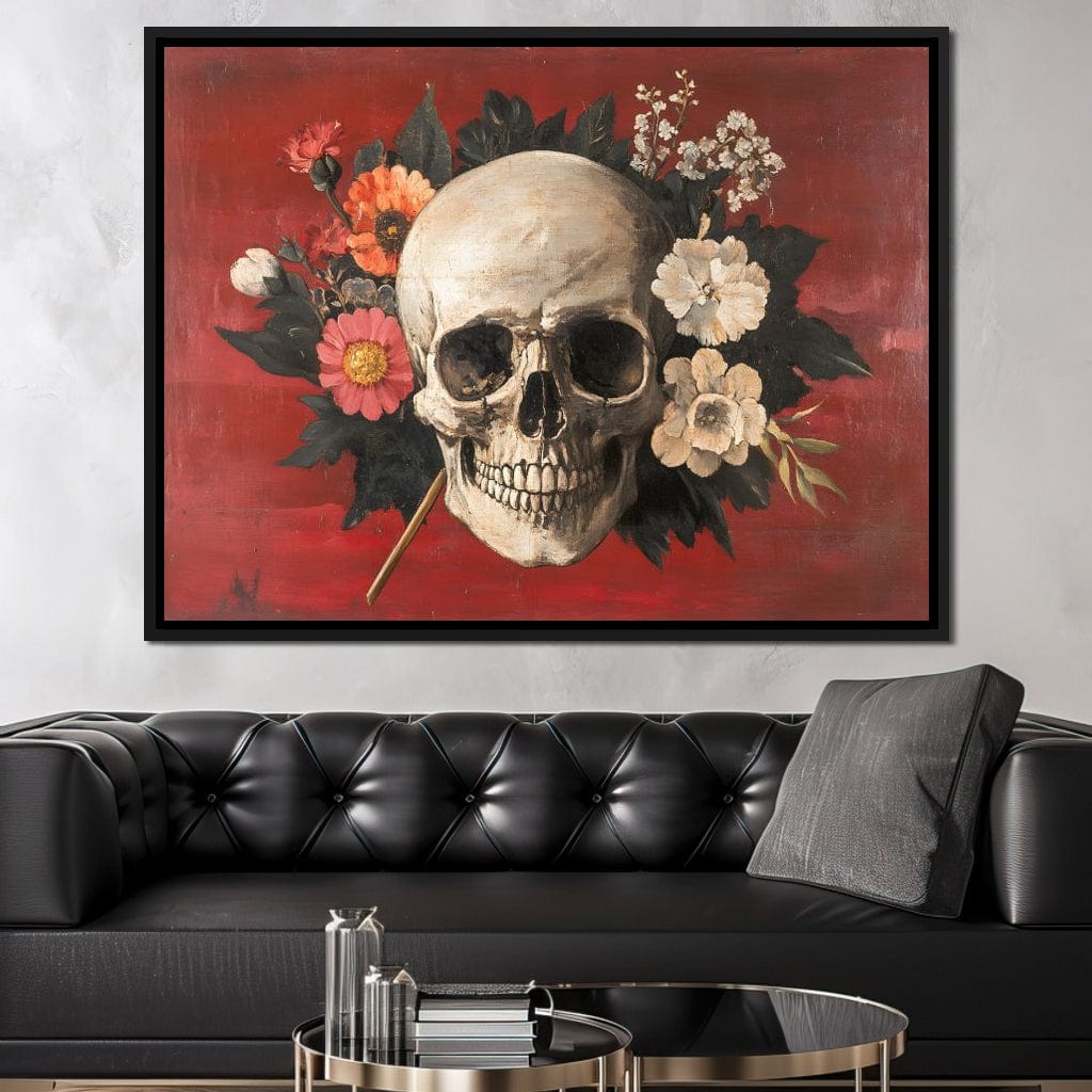 Skull and Floral Reverie Canvas Wall Art