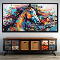 Vibrant Equine Mosaic Canvas Wall Art