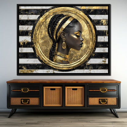 Golden Regal Afro Majesty Canvas Wall Art