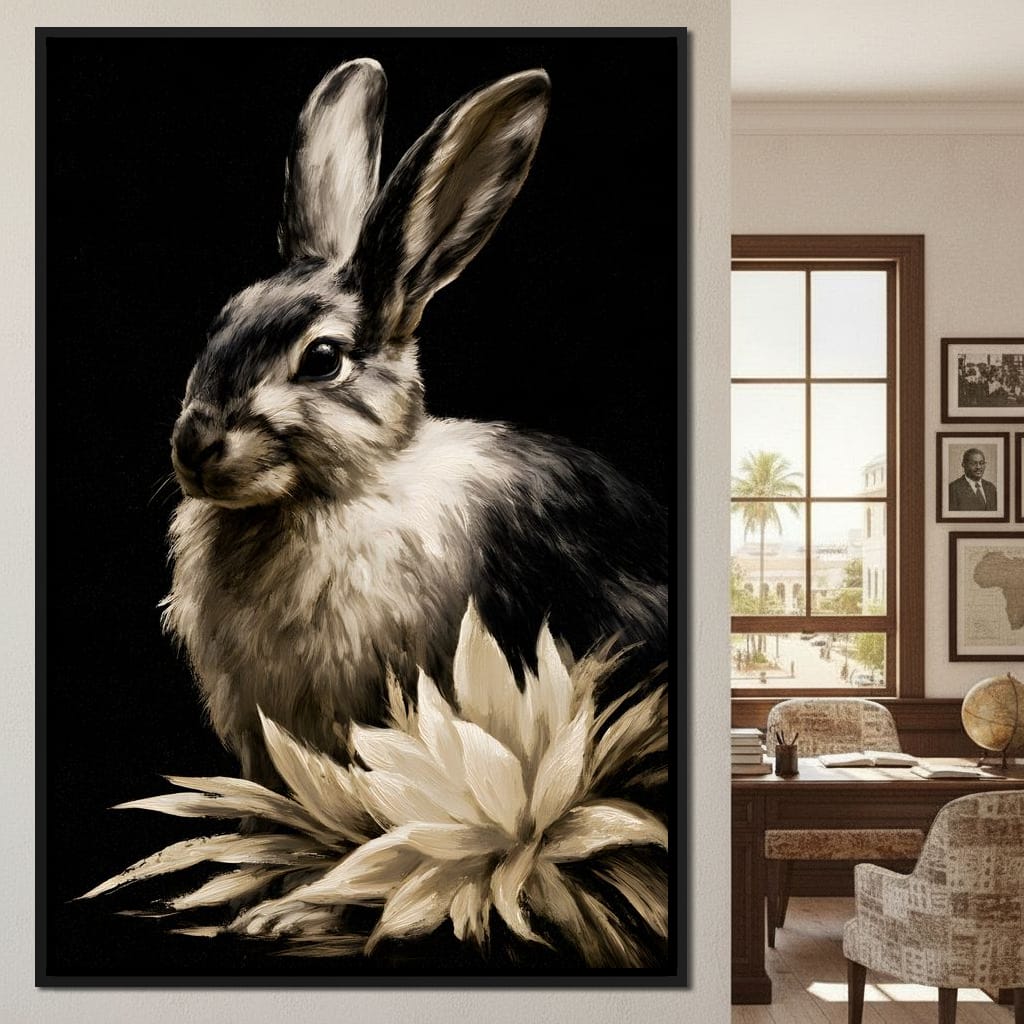 Quiet Contemplation Of The Wild Hare Canvas Wall Art