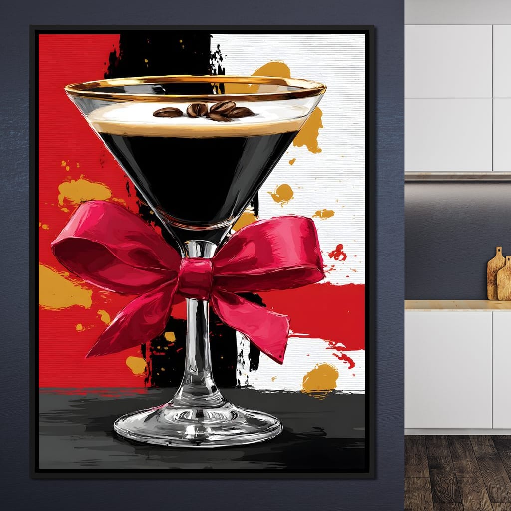 Espresso Martini Red Bow Canvas Wall Art