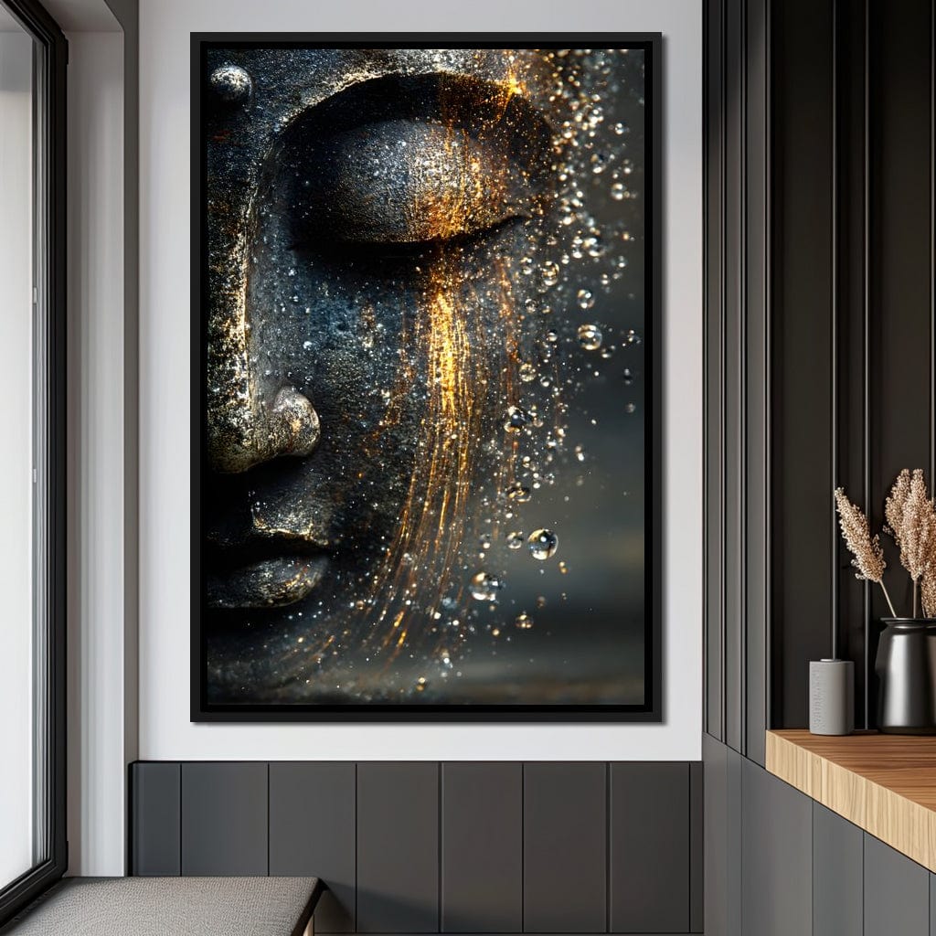 Golden Tranquil Buddha Flow Canvas Wall Art