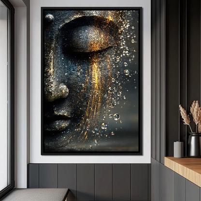 Golden Tranquil Buddha Flow Canvas Wall Art