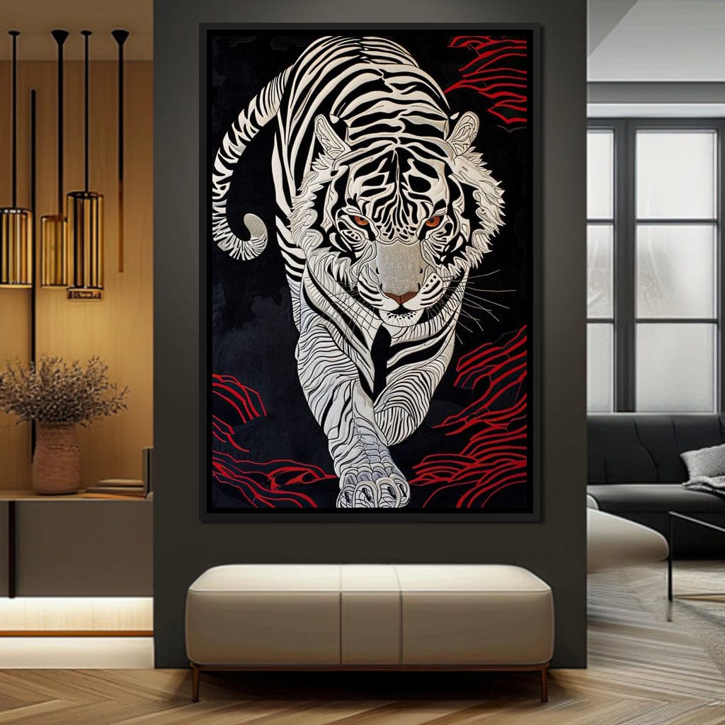 White Tiger of Shadows Canvas Wall Art