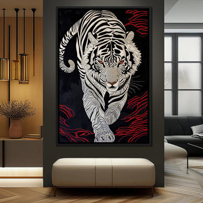 White Tiger of Shadows Canvas Wall Art