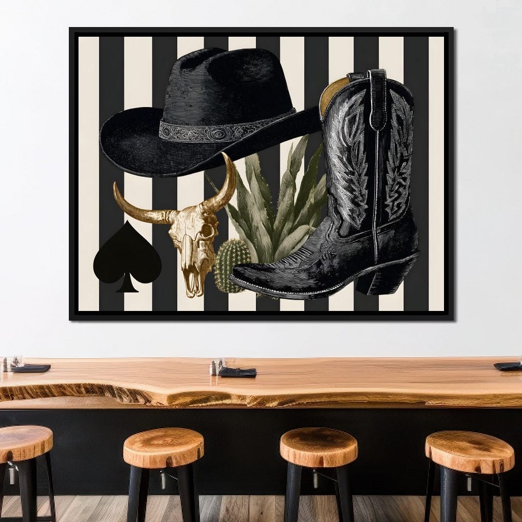 Cowboy Boot Hat Skull Cactus Canvas Wall Art