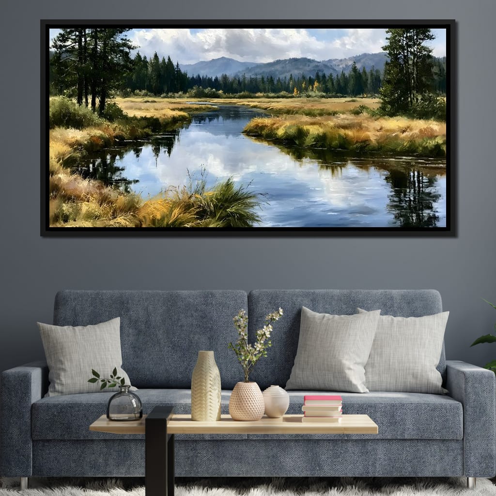 Silent Waters Reflecting Mountain Clouds Canvas Wall Art