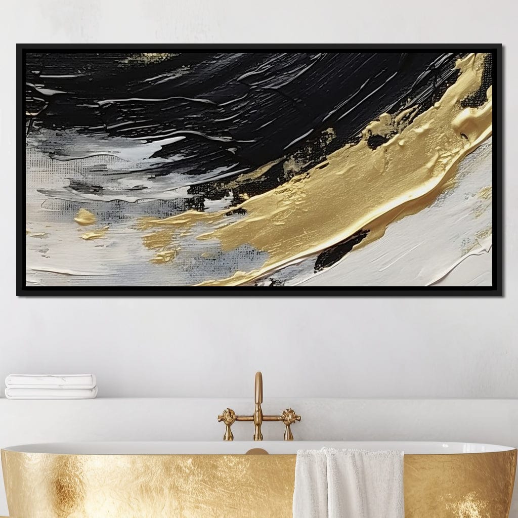 Golden Current Abstract Landscape Canvas Wall Art