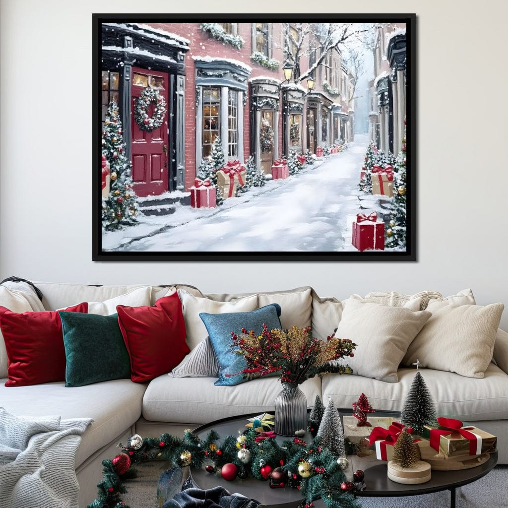 Snowy Carol Lane Holiday Cheer Canvas Wall Art