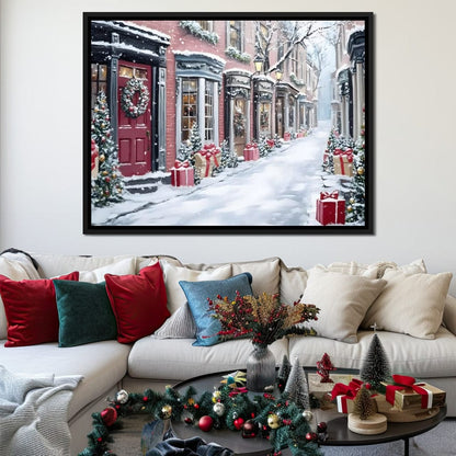 Snowy Carol Lane Holiday Cheer Canvas Wall Art