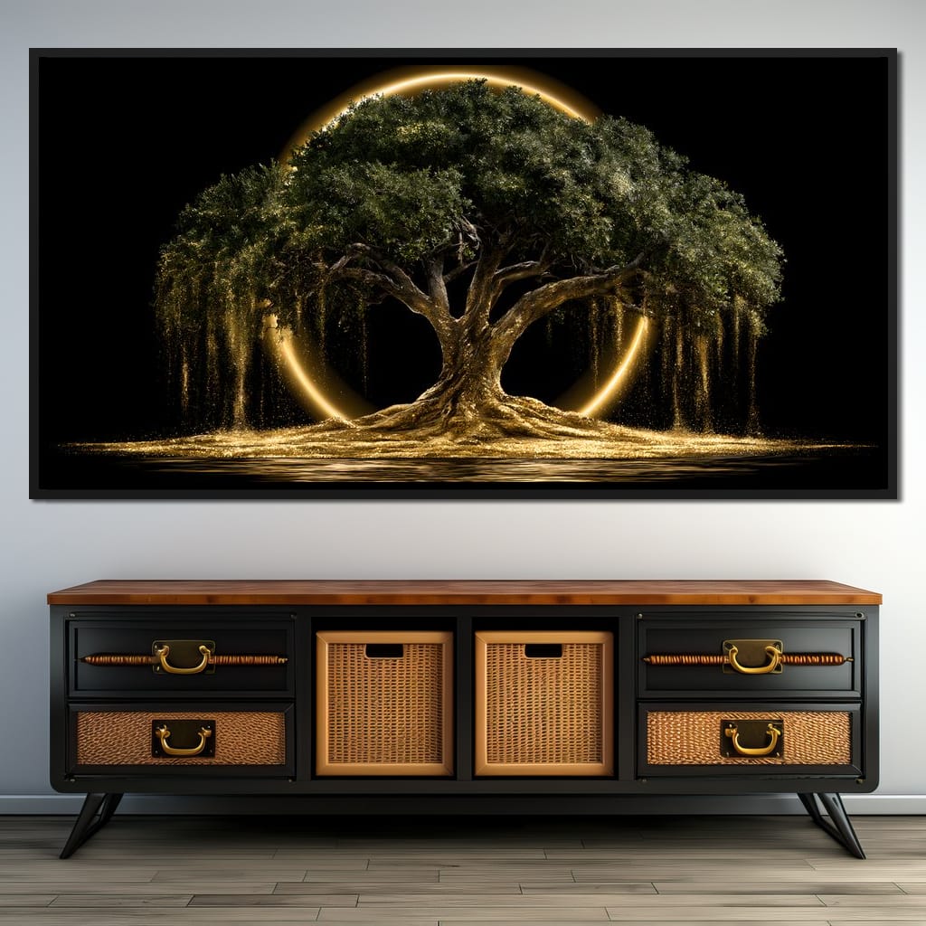 Ancient Tree Upon The Hollow Moon Canvas Wall Art