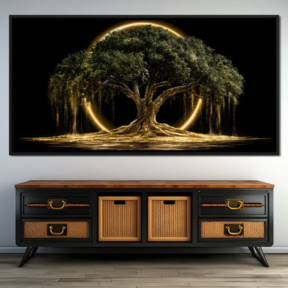 Ancient Tree Upon The Hollow Moon Canvas Wall Art