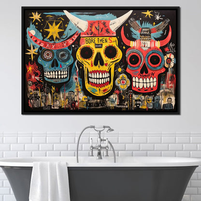 Tribal Skull Symphony Canvas Wall Art