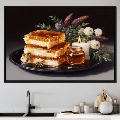 Golden Honeycombs Canvas Wall Art