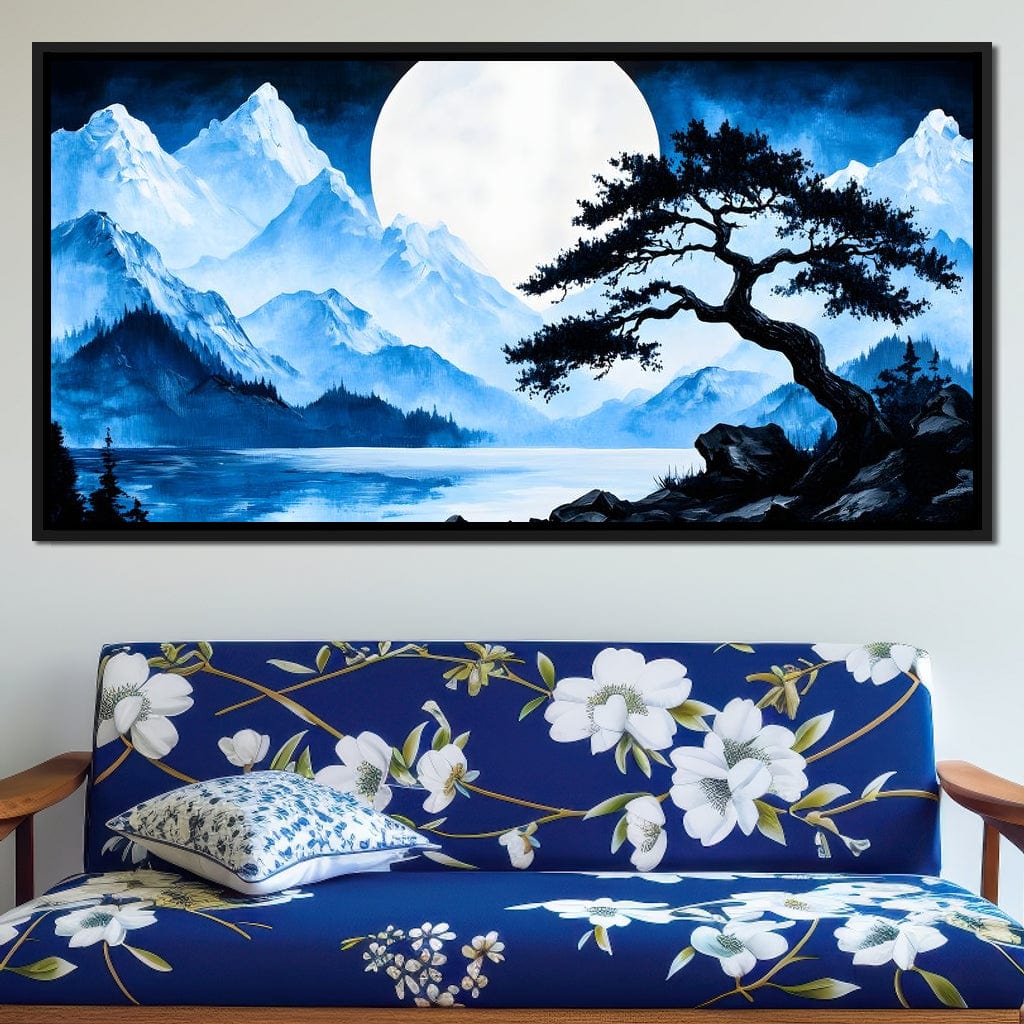 Moonlit Tranquil Peakscape Canvas Wall Art