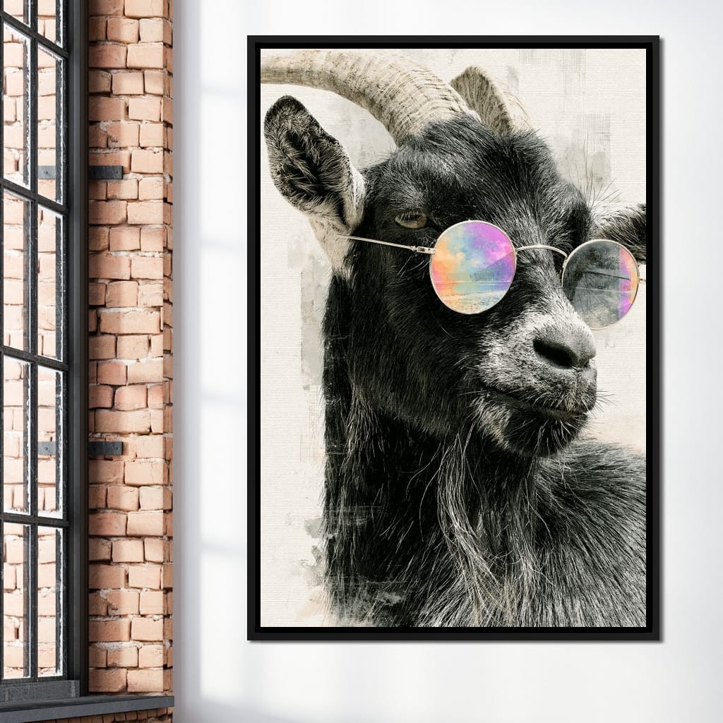 Stray Goat With A Painted Perspective Canvas Wall Art