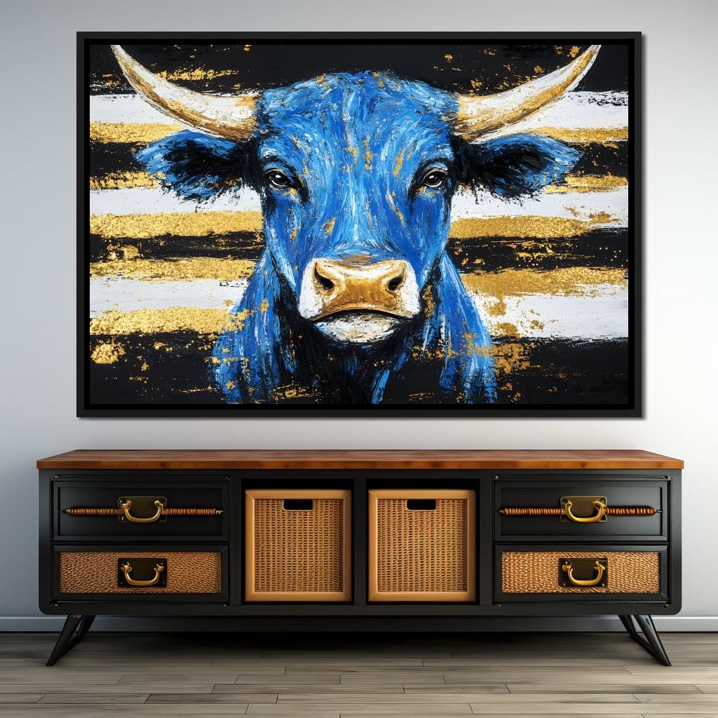 Bull Cobalt Resilience Canvas Wall Art